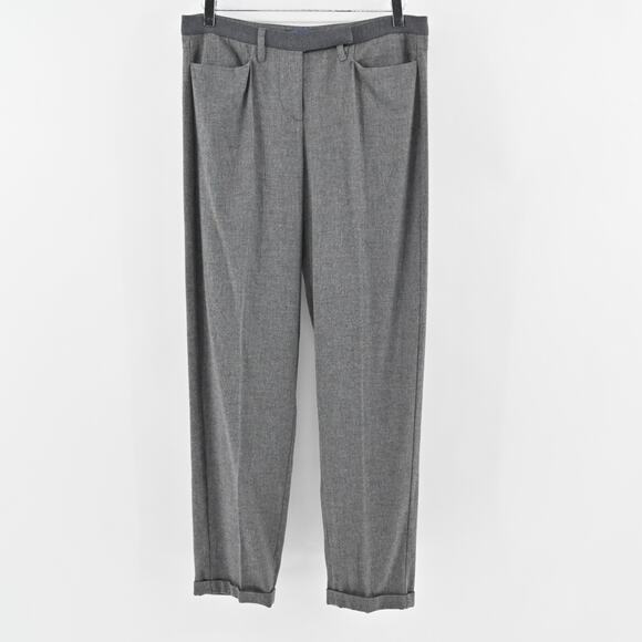 LES COPAINS Pants Womens Size 42 Blue Label Gray Wool Blend Straight Leg Trouser - Picture 1 of 13